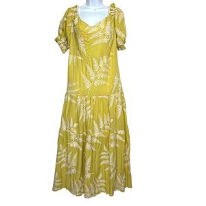 Talita Kume Printed Midi Dress Women 44 Short Sleeve Tropical Tiered